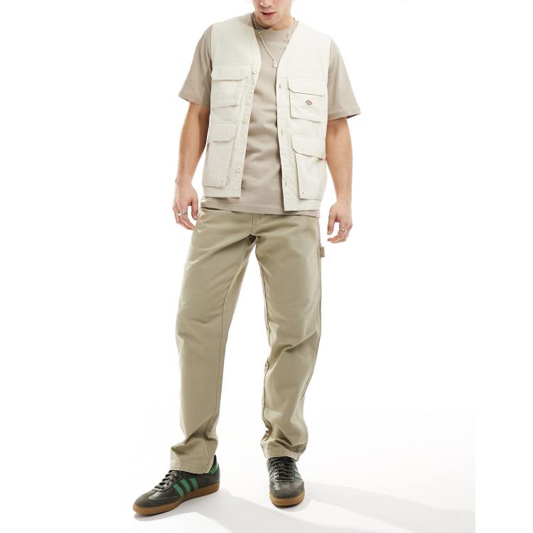 Dickies duck canvas carpenter trousers in desert sand | ASOS