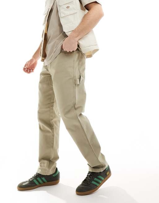 Dickies duck canvas carpenter trousers in desert sand | ASOS