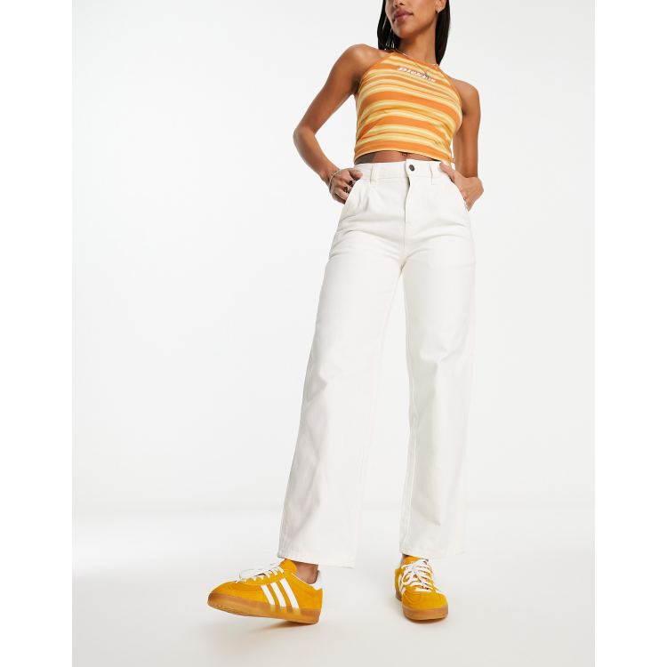 Dickies duck canvas carpenter trousers in off white | ASOS