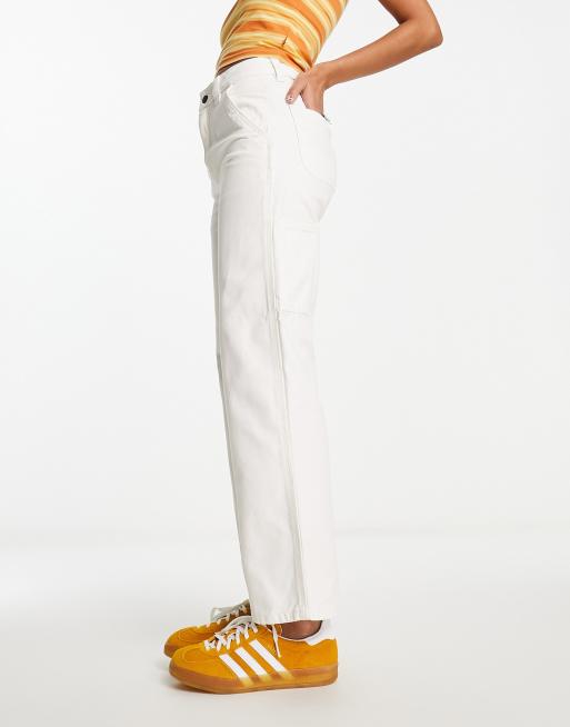 Dickies duck canvas carpenter trousers in off white | ASOS