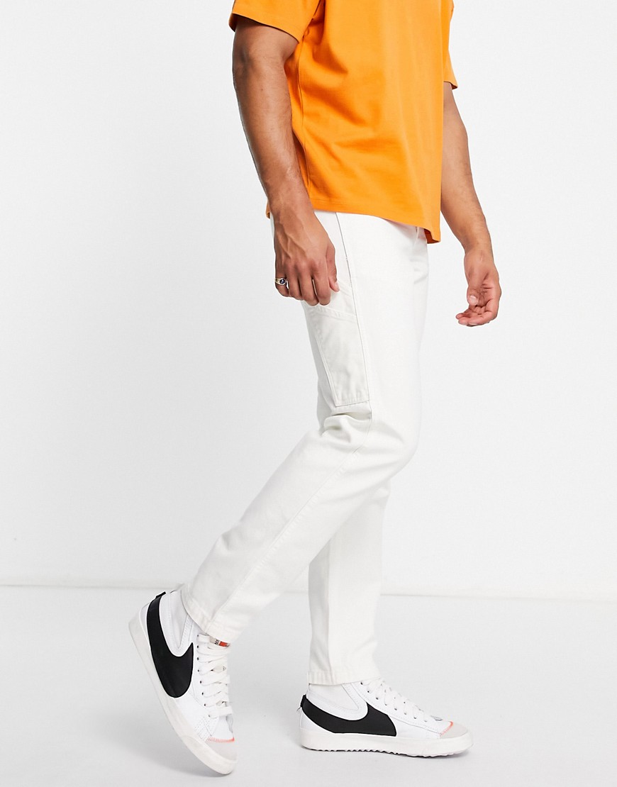Dickies duck canvas carpenter trousers in off white