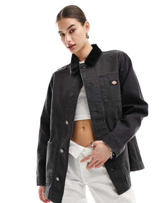 Dickies duck canvas chore coat in black | ASOS