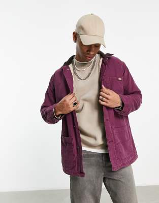 Dickies Duck Canvas chore coat in burgundy