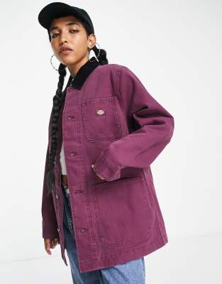 Dickies Duck Canvas chore coat in burgundy - ASOS Price Checker