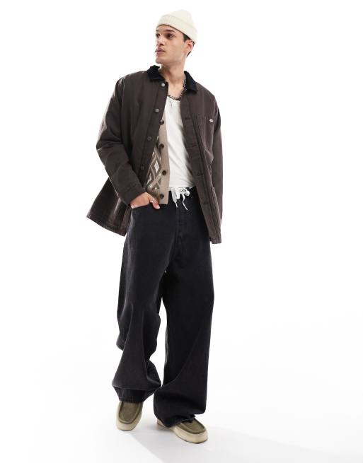 Dickies - Duck Canvas - Chore jack met hoogpolige fleecevoering in donkerbruin, 2 van 4