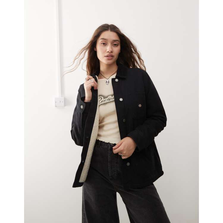 Dickies duck canvas chore jacket in black | ASOS