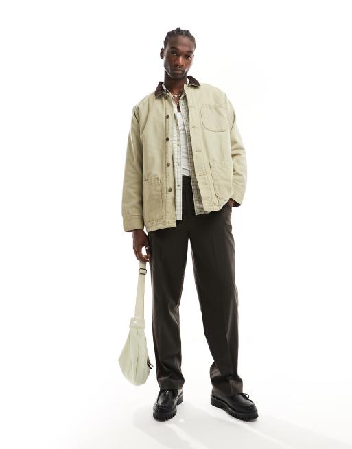 Dickies duck canvas chore jacket in stone washed sand