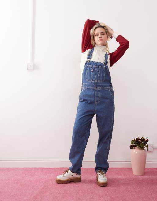 Dickies duck canvas classic bib denim dungarees in blue | ASOS