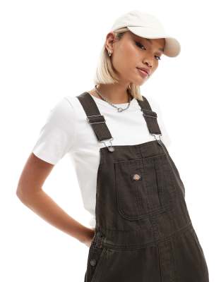 Dickies duck canvas classic dungarees in dark brown