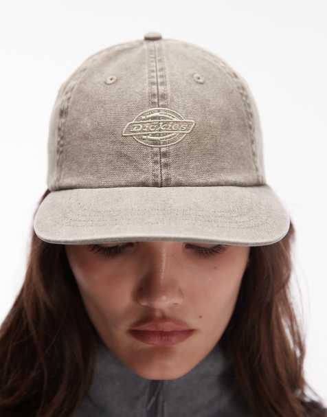Dickies duck canvas dad cap with tonal central logo in washed khaki green - view 1