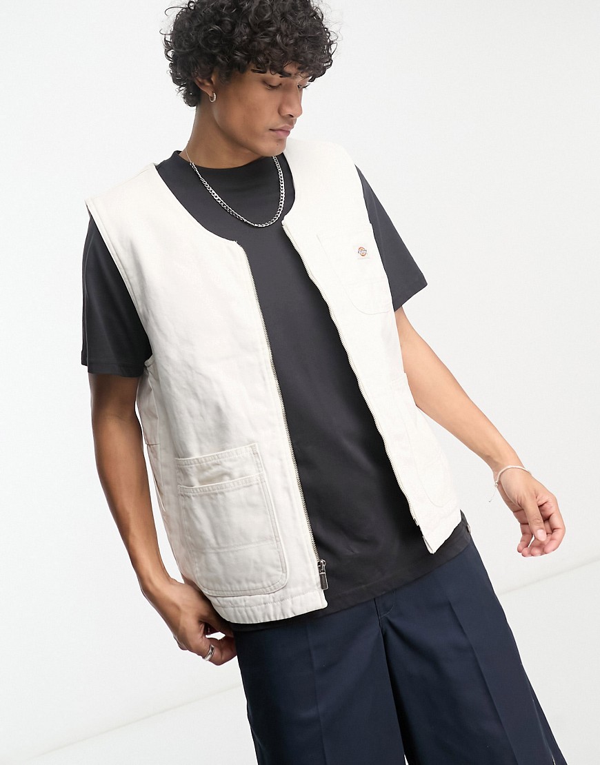 Dickies duck canvas gilet jacket In white