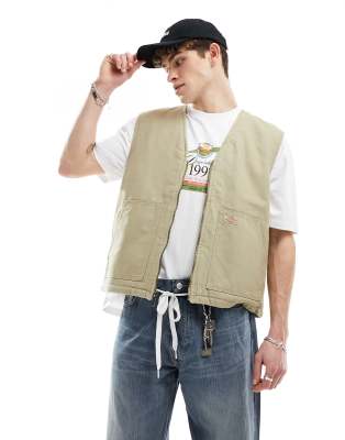 Dickies Dickies duck canvas gilet vest in light tan-Neutral