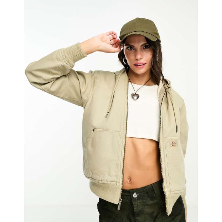 Dickies duck canvas sherpa lined jacket with hood in sand ASOS