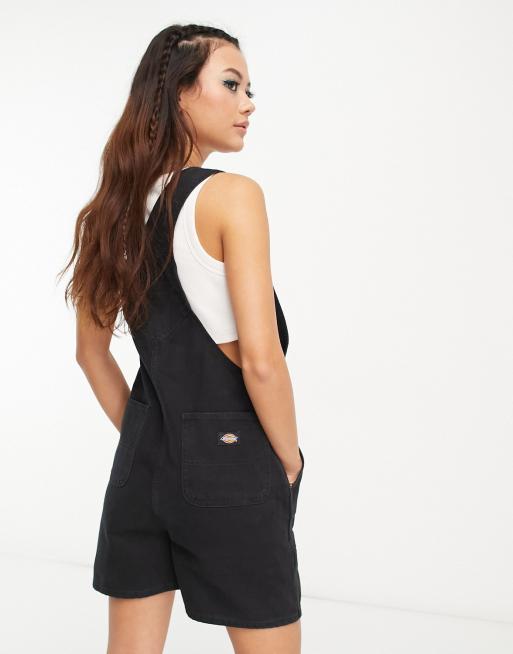 Dickies duck canvas short dungarees in black