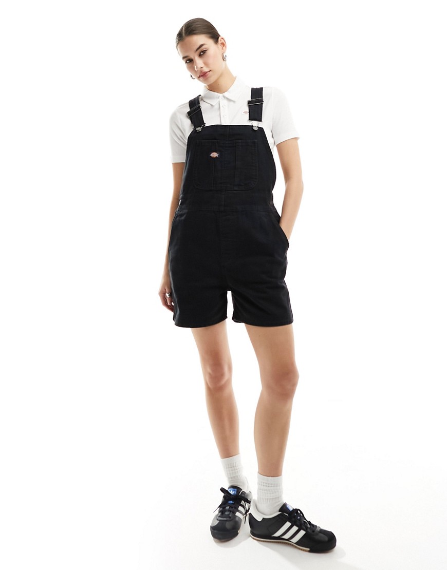 Dickies duck canvas short dungarees in black