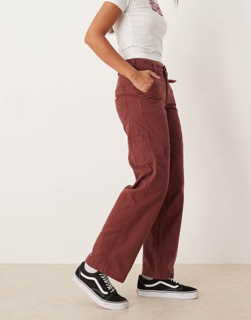 Dickies - Duck Canvas - Timmermansbroek met wijde pijpen in donker bordeauxrood, 2 van 5