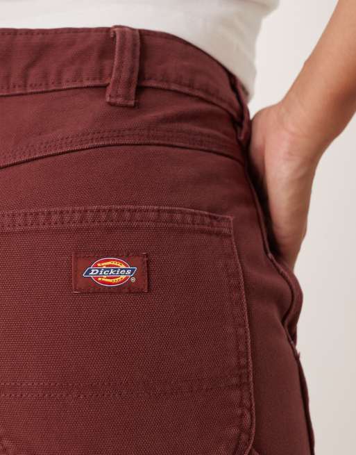 Dickies - Duck Canvas - Timmermansbroek met wijde pijpen in donker bordeauxrood, 4 van 5