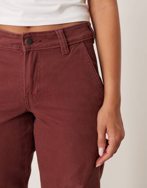 Dickies - Duck Canvas - Timmermansbroek met wijde pijpen in donker bordeauxrood, 5 van 5