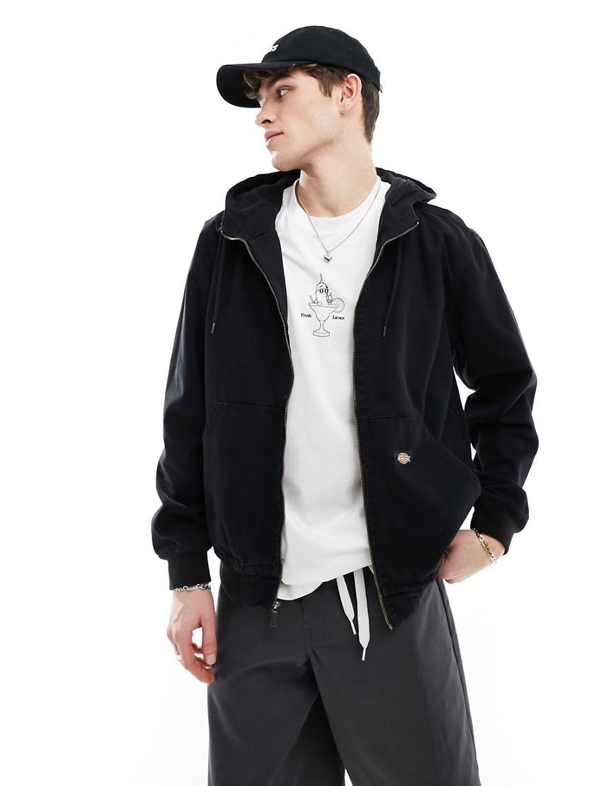 Dickies duck canvas unlined hooded jacket in washed black