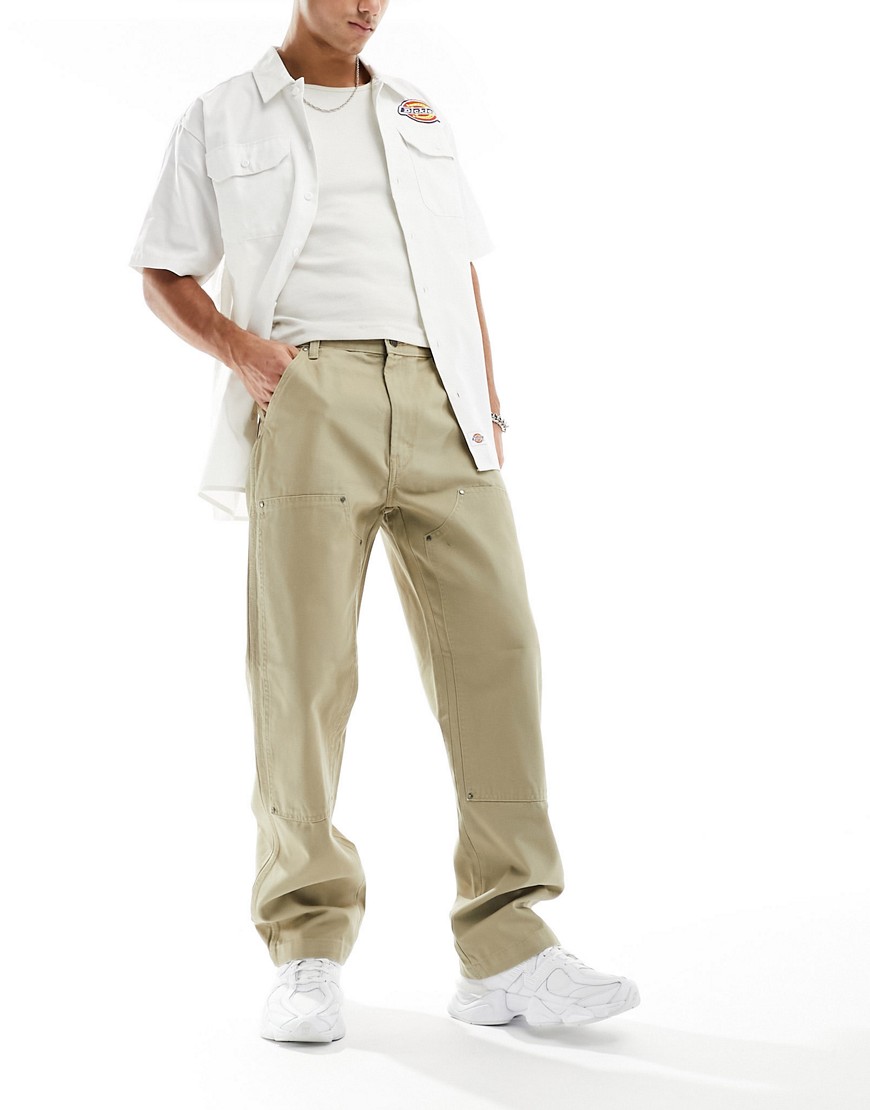 Dickies duck canvas utility double knee trousers in beige-Neutral