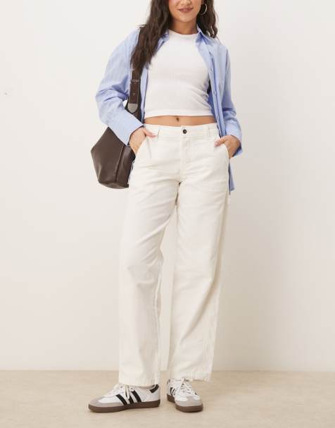 Dickies duck canvas trousers in washed off white