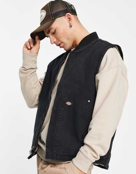 Dickies – Duck – Weste aus Leinen in schwarzer Stone-Waschung - view 1