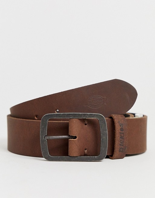 Dickies Eagle Lake leather belt in brown