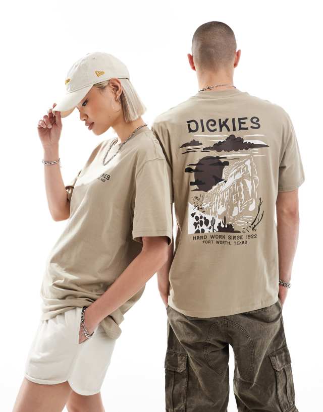 Dickies - eagle point short sleeve back print t-shirt in sand- exclusive to asos