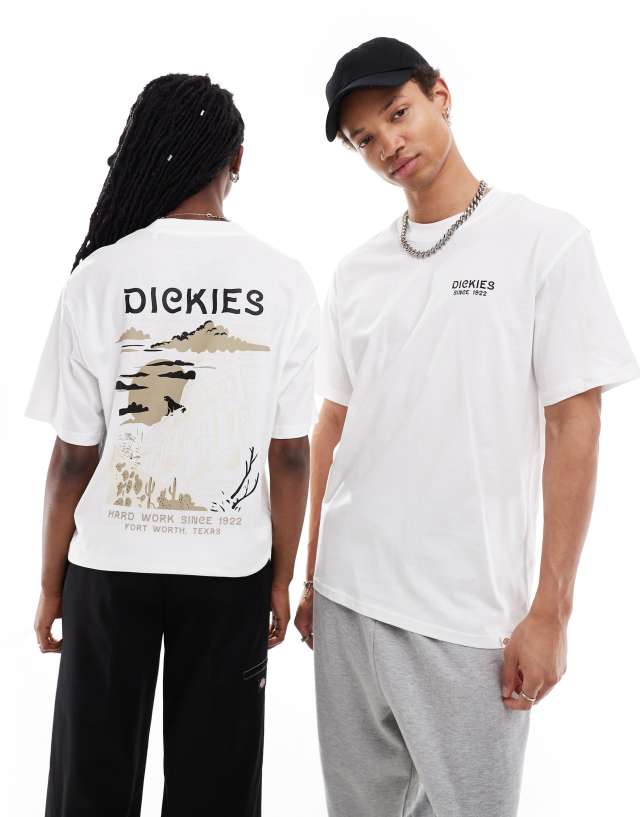 Dickies - eagle point short sleeve back print t-shirt in white- exclusive to asos