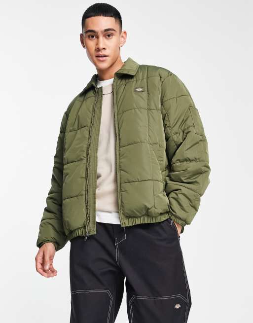 Dickies Eisenhower puffer jacket in khaki | ASOS