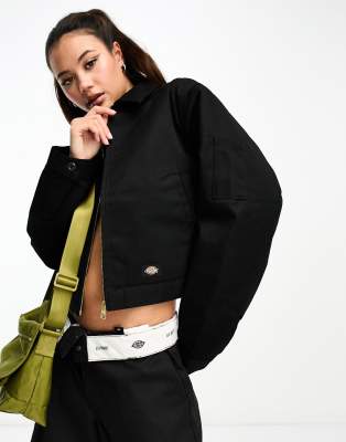 Dickies lined eisenhower cropped jacket in black - ASOS Price Checker