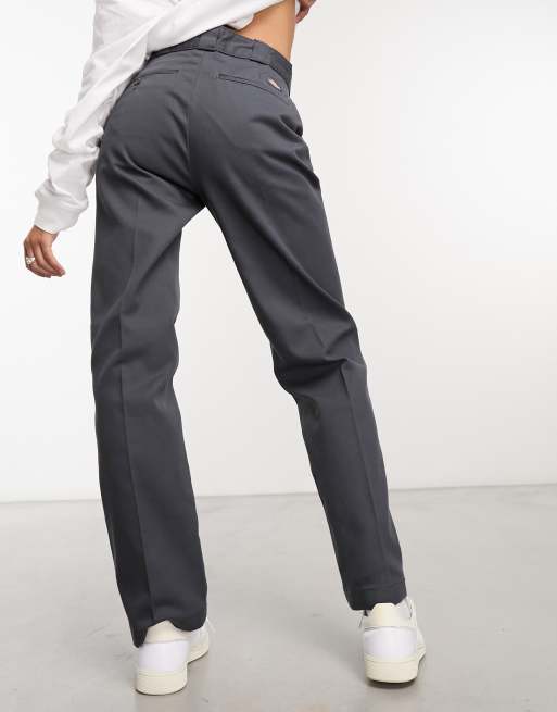 Dickies elizaville mid rise straight leg trousers in charcoal grey