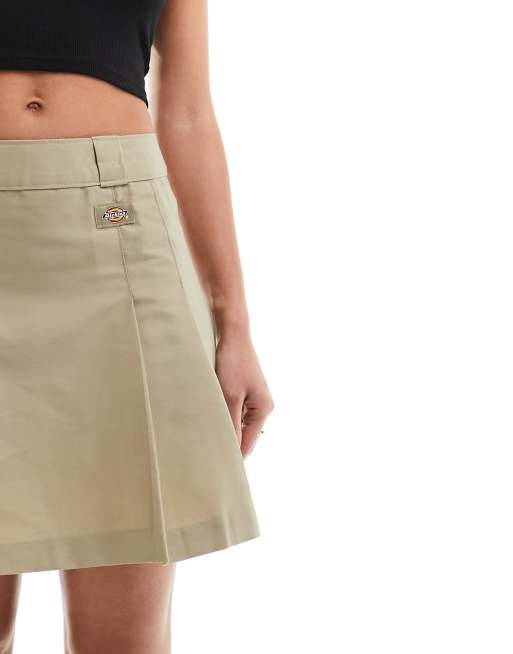 Dickies Elizaville pleated skirt in khaki | ASOS