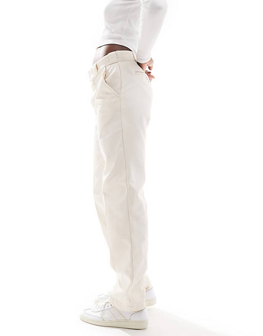 Dickies elizaville straight leg work trousers in white