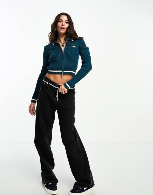 Dickies – Elkhart – Zapinany na suwak niebieski dzianinowy kardigan, 3 z 4