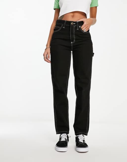 Dickies – Ellendale – Denim-Jeans in schwarzer Rinse-Waschung mit mittelhohem Bund und normalem Schnitt