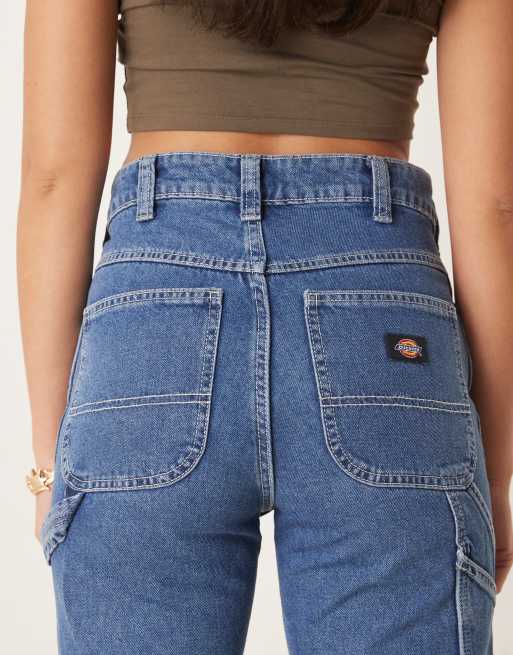 Dickies ellendale mid rise regular fit denim jeans in classic blue