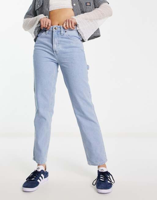 Dickies ellendale mid rise regular fit denim jeans in vintage blue