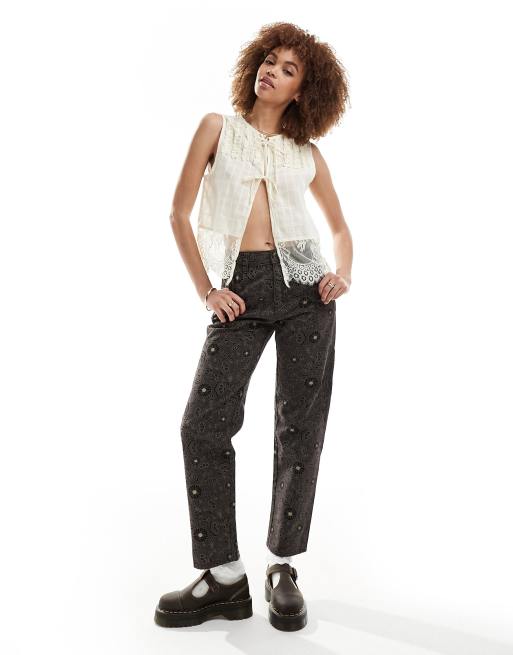 Dickies - Ellis - Broek bedekt met bloemenprint in zwart