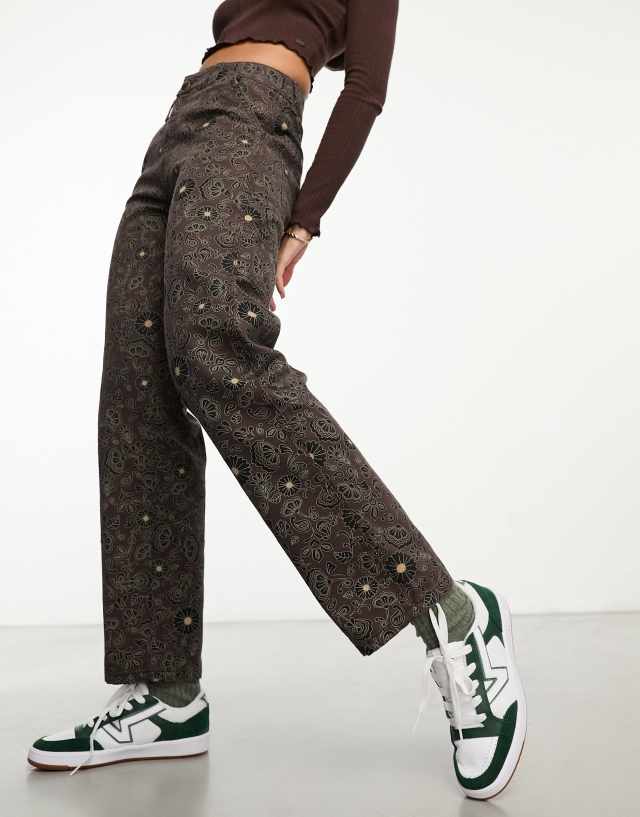 Dickies Ellis pants with floral all over print in dark brown | ASOS