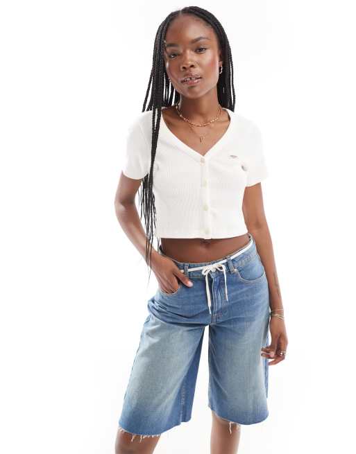 Dickies - Emphoria - Cardigan a maniche corte bianco sporco