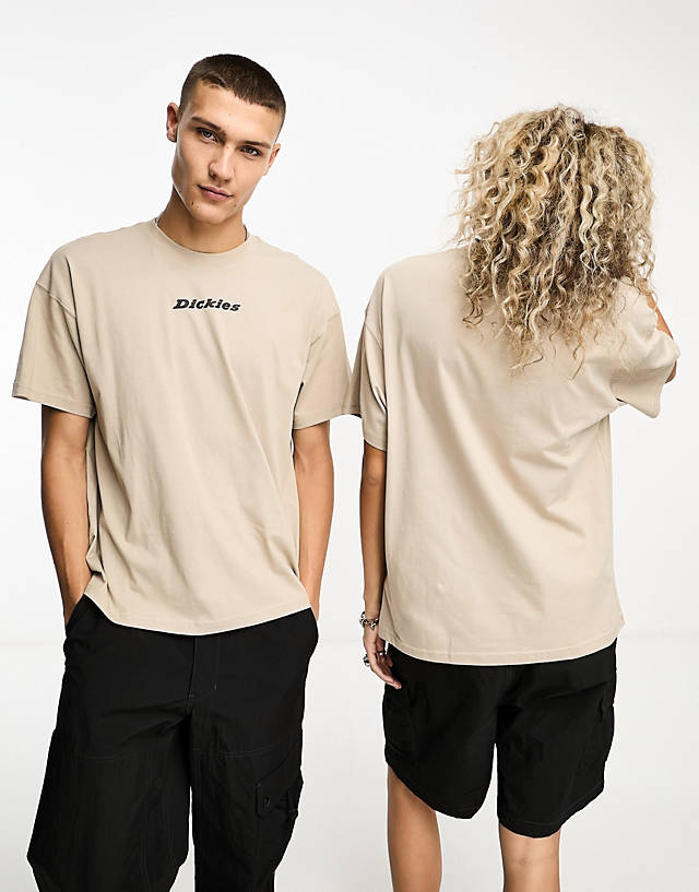 Dickies - enterprise oversized t-shirt with central logo in sand
