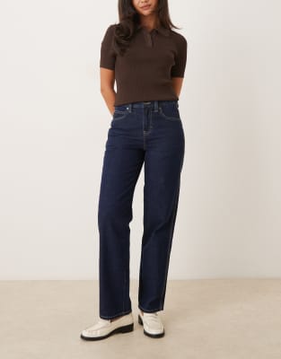 Dickies Dickies farner baggy fit two tone denim jeans in dark indigo-Blue