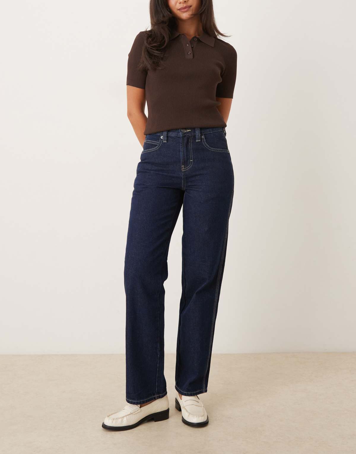 Dickies farner baggy fit two tone denim jeans in dark indigo