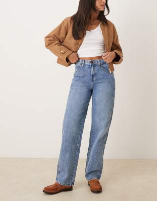 Dickies Dickies farner baggy fit two tone faded denim jeans in rinsed blue