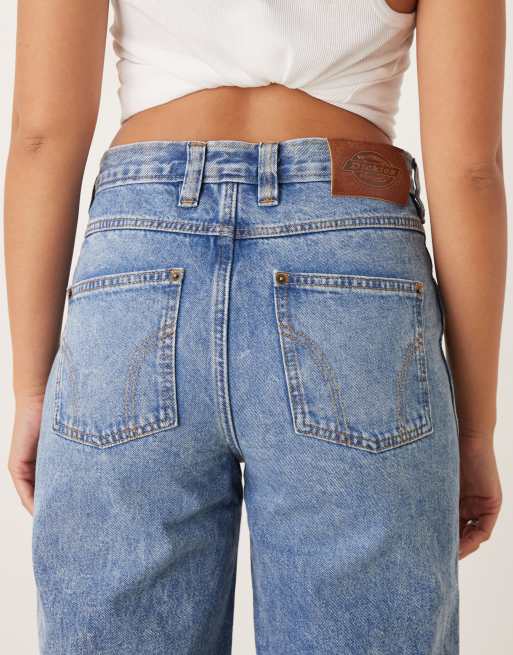 Dickies farner baggy fit two tone faded denim jeans in rinsed blue, 4 of 5