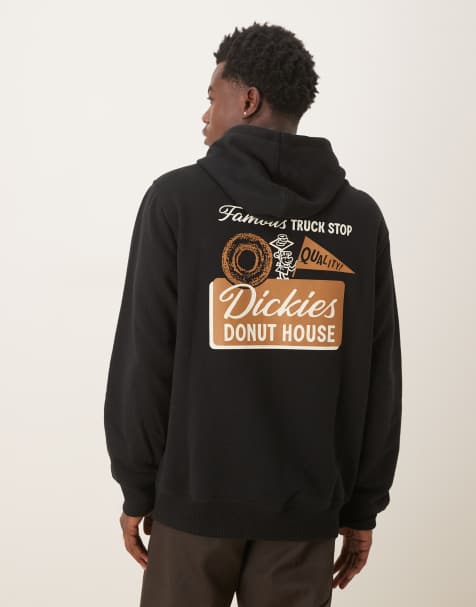 Dickies - Felpa con cappuccio nera con scritta Donut House - view 1