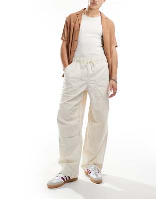 fisherville parachute pants in cream-White