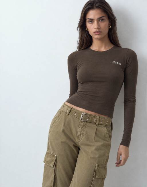Dickies fitted long sleeve top in brown, 10 of 10