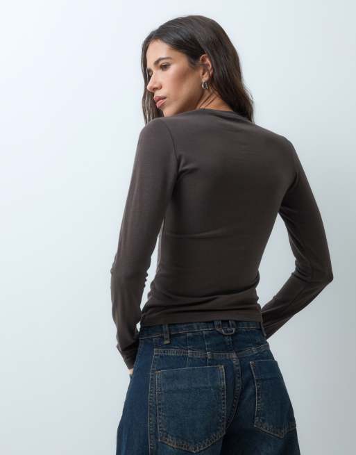 Dickies fitted long sleeve top in brown, 5 of 5